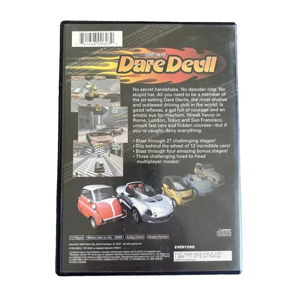 Top Gear Daredevil PS2 PlayStation 2 Disc And Case Tested Working